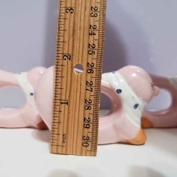 Pigs Pink Ceramic Napkin Holders Lot of 4 Country Kitchen Dining Decor 3"×2" - Picture 7 of 8
